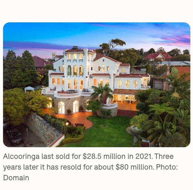 Alcooringa, Bellevue Hill. Sold for $28.5 million in 2021, resold three years later for $80 million —We handled the exterior pathway, roof and cleaning ahead of this stunning sale result. Alcooringa, Bellevue Hill — the $80 million Sydney mansion, exterior pathway, roof and cleaning by Klean Kingdom ahead of this stunning sale result